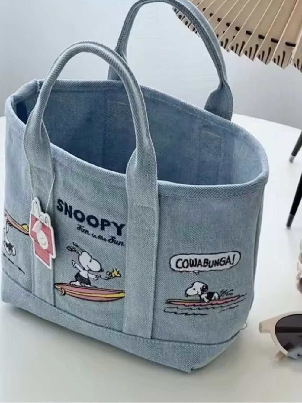 Snoopy Light Blue Denim Mini Tote Bag